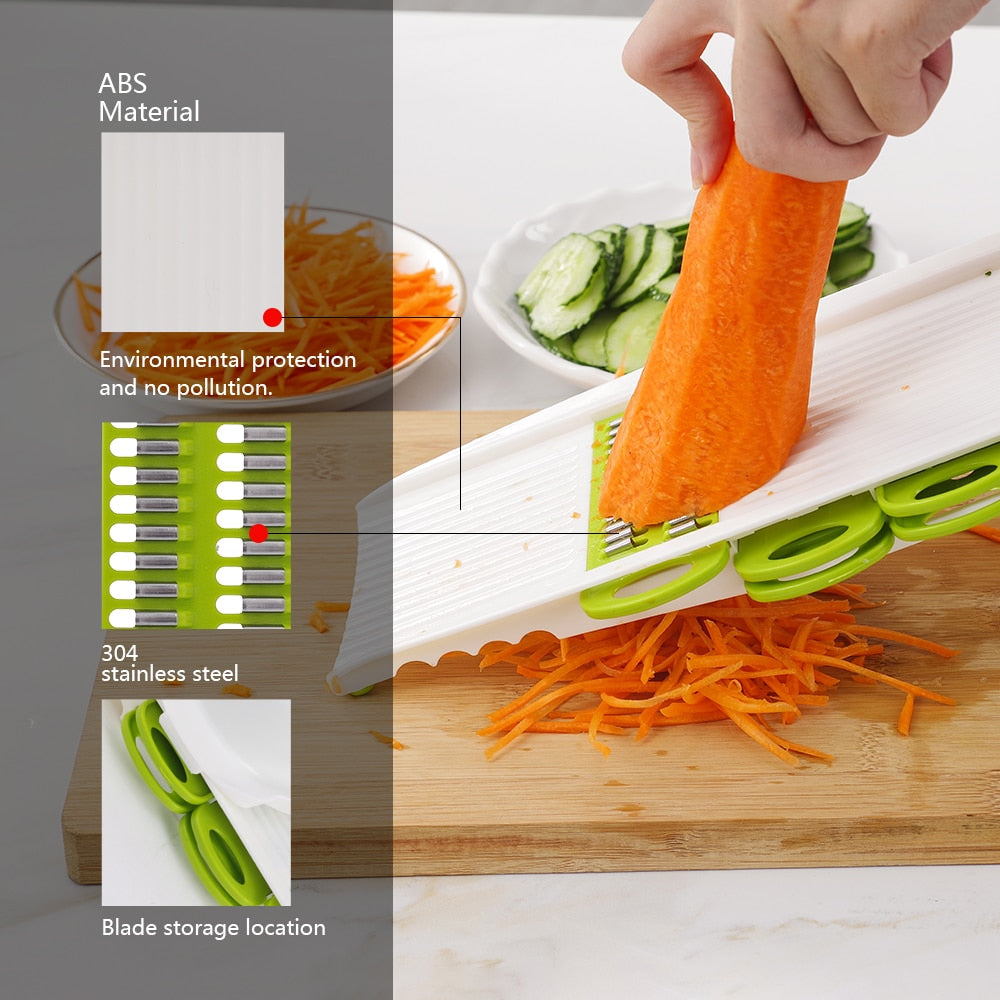 Multi-function Manual Vegetable Cutter Stainless Steel Slicer Carrot Potato Peeler Cheese Grater Onion Slicing Kitchen Tool