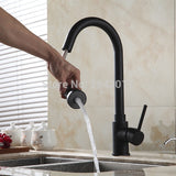 Kitchen Pull Out Faucet Black Painted 360 Swivel Flexible Hot and Cold Mixer Taps Deck Mounted ZR356