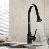 Kitchen Pull Out Faucet Black Painted 360 Swivel Flexible Hot and Cold Mixer Taps Deck Mounted ZR356