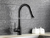 Kitchen Pull Out Faucet Black Painted 360 Swivel Flexible Hot and Cold Mixer Taps Deck Mounted ZR356