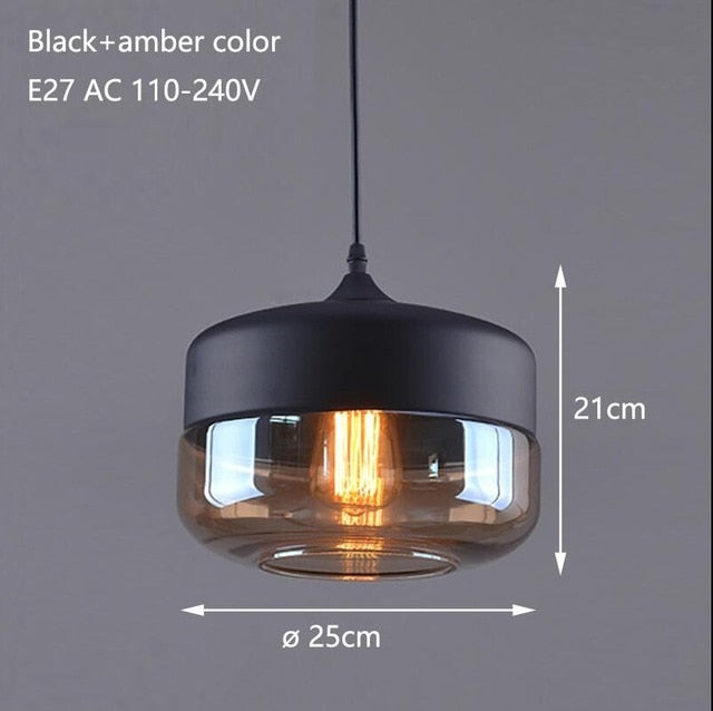 Nordic modern loft Hanging Glass pendant lights LED Retro Edison Pendant Lamp