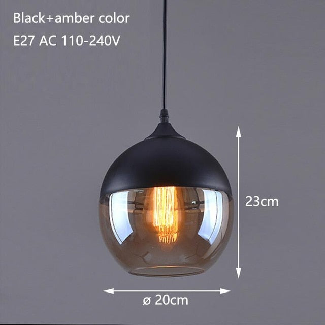 Nordic modern loft Hanging Glass pendant lights LED Retro Edison Pendant Lamp