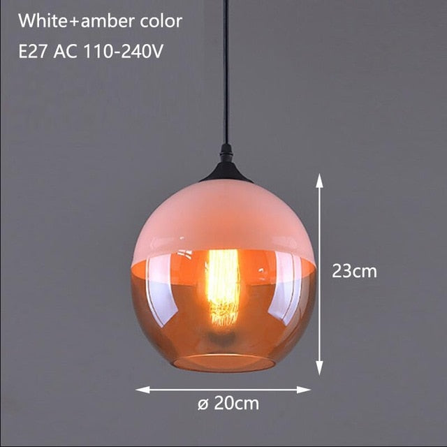 Nordic modern loft Hanging Glass pendant lights LED Retro Edison Pendant Lamp