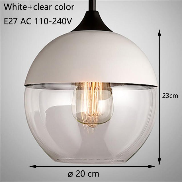 Nordic modern loft Hanging Glass pendant lights LED Retro Edison Pendant Lamp