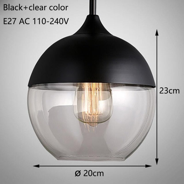 Nordic modern loft Hanging Glass pendant lights LED Retro Edison Pendant Lamp